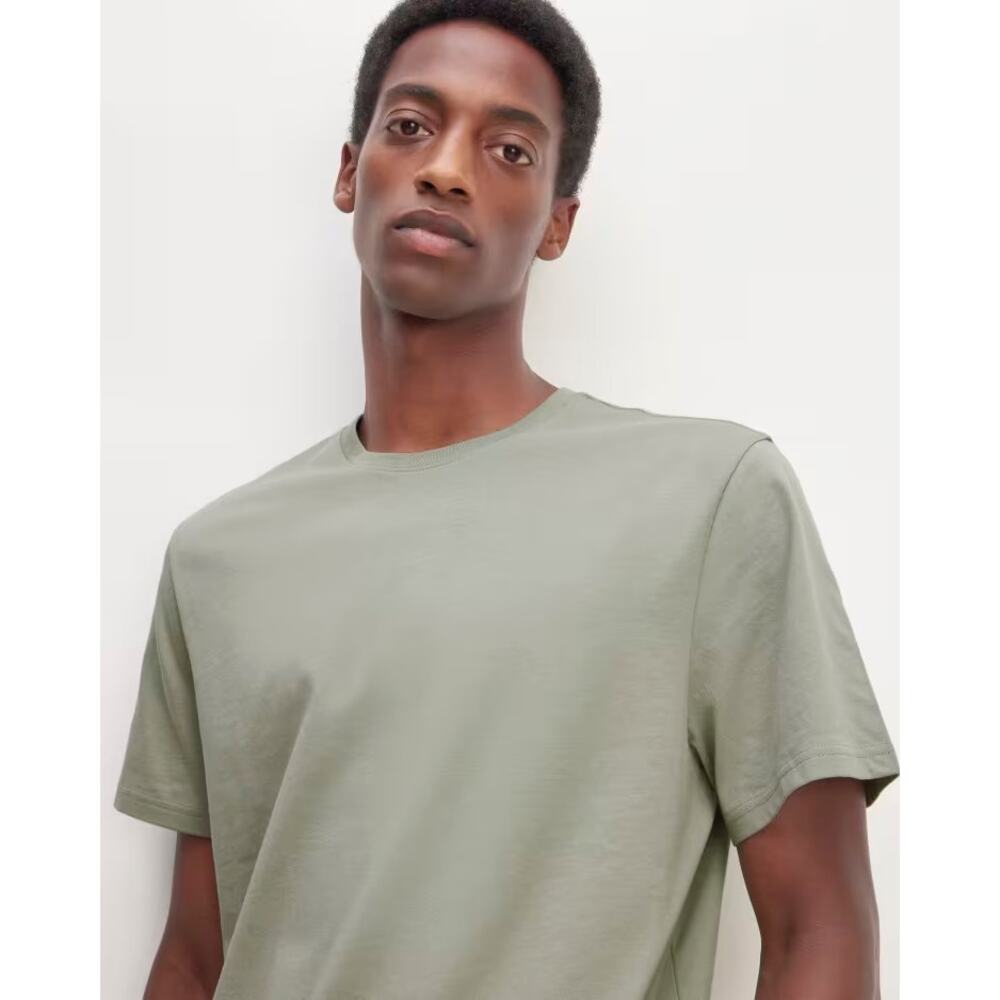 New Everlane The Organic Crew Shirt Green Size Medium Men - Picture 2 of 11